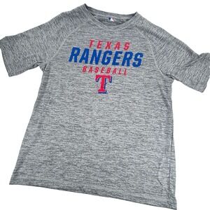 Texas Rangers Baseball Youth T Shirt Gray Short‎ Sleeve MLB Licensed M